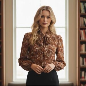 NWOT Paige Women’s 100% Silk Butterfly‎ Print Crepe Blouse Feminine Spring